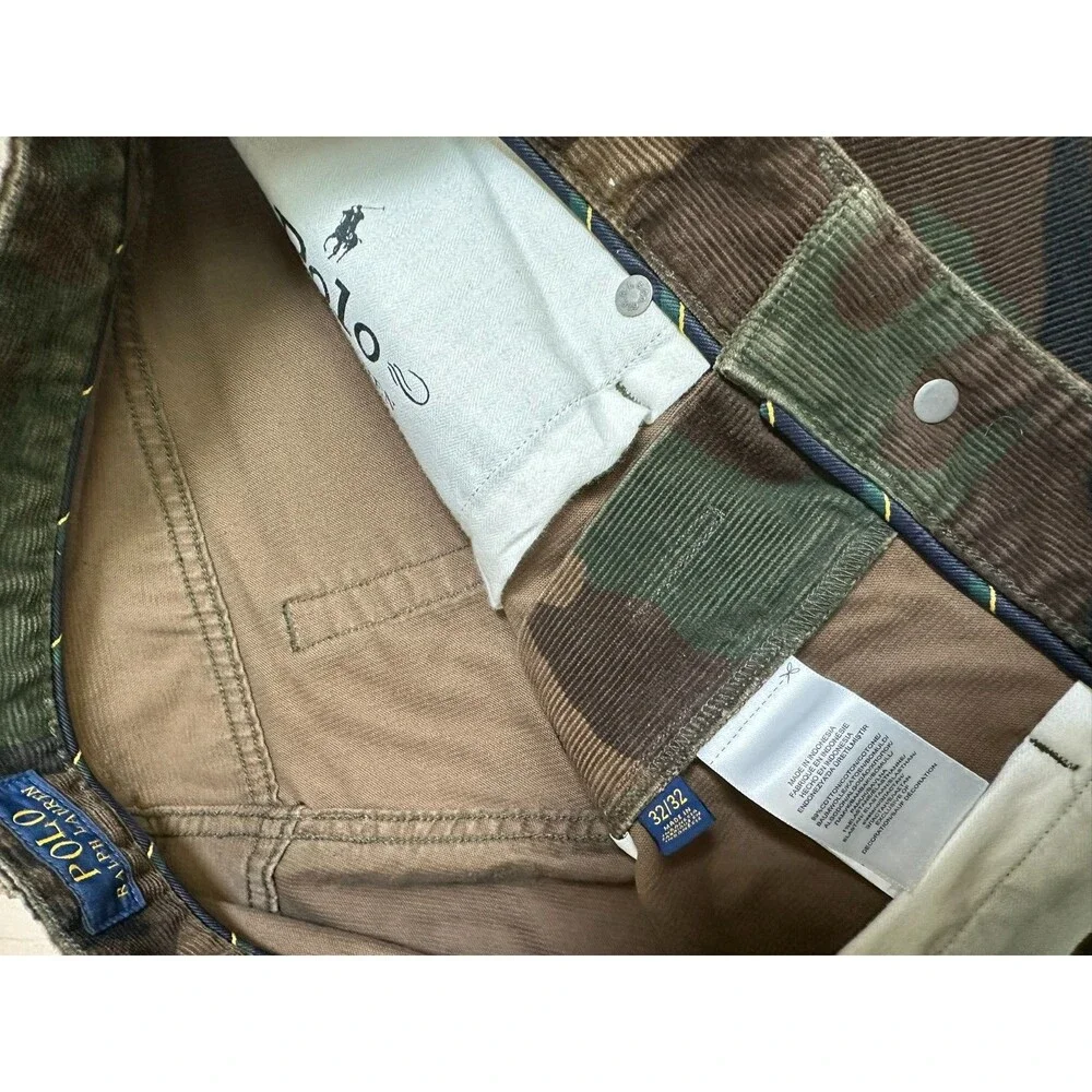 Ralph Lauren Camo Cords Classic Preppy Neutral Streetwear Straight Leg 32x32